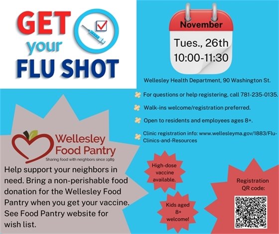 Flu shot 11/26  at the health dept. 10-11:30 ages 8+