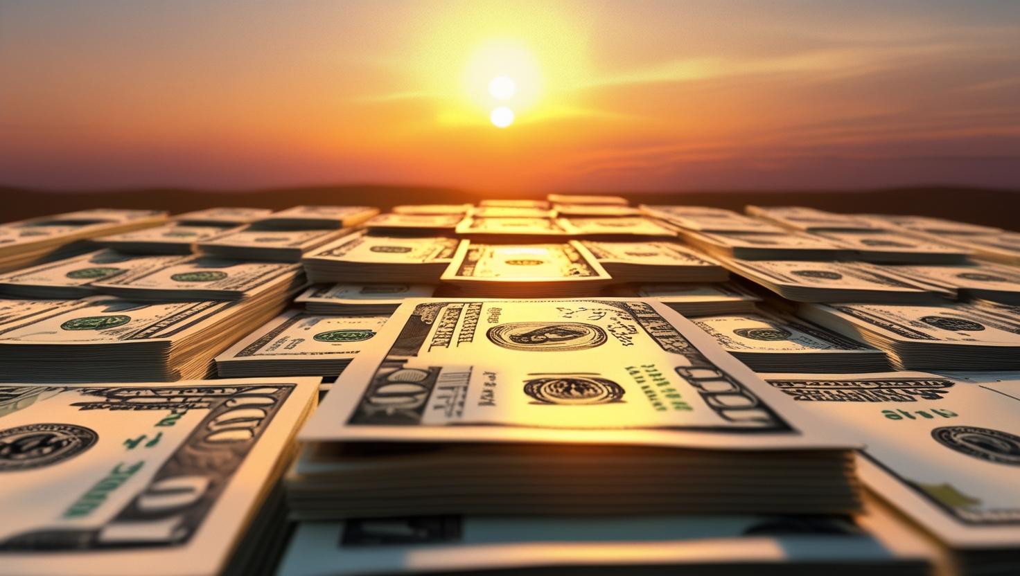 sunset over money