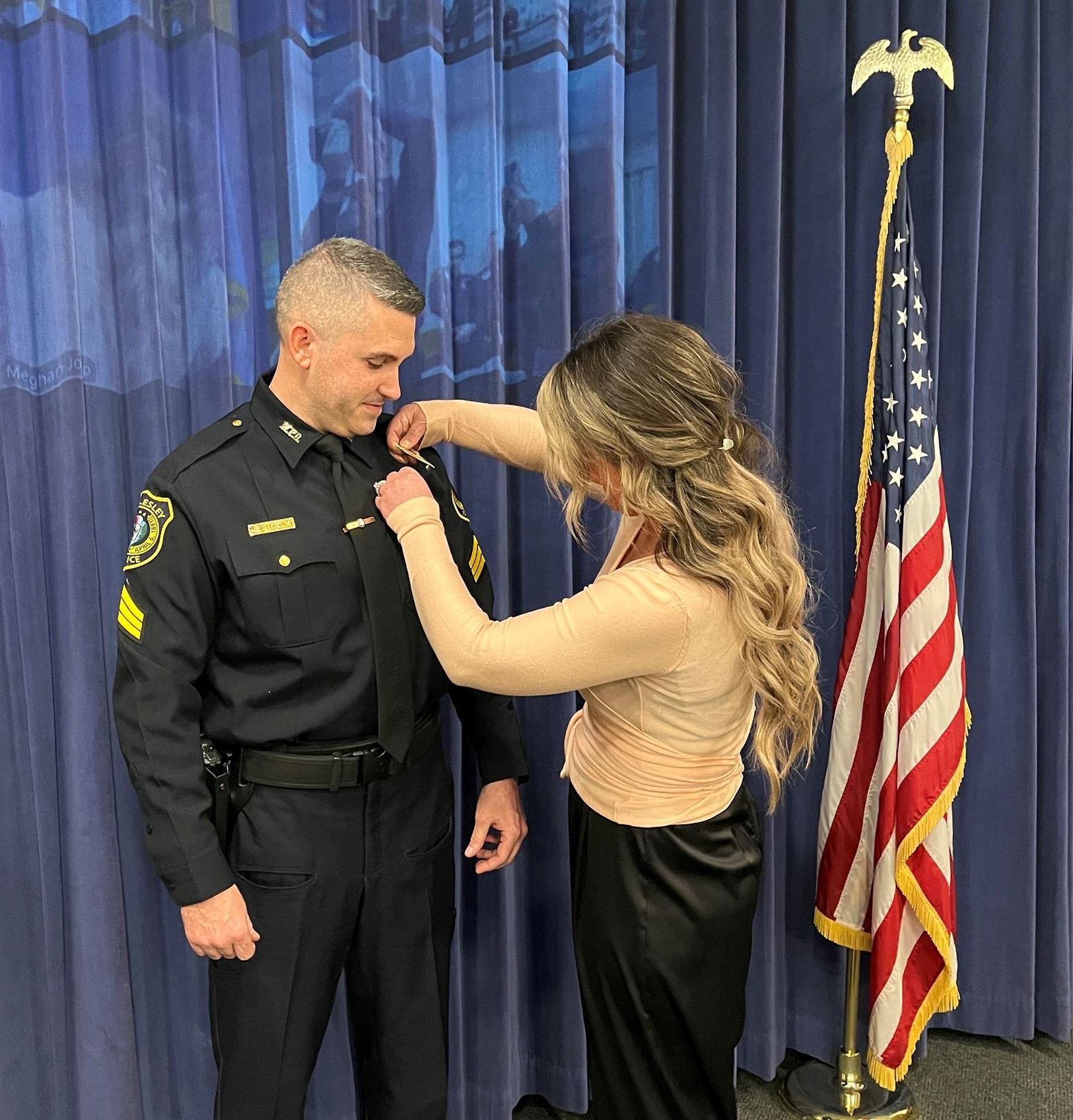 Badge Pinned on Lt. Mike Lemenager