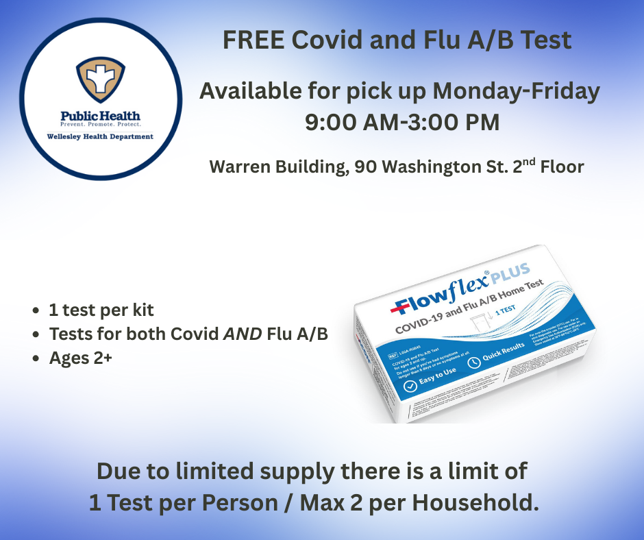 FREE Covid and Flu AB Test (1) Available for pick up Monday-Friday  9:00 AM-3:00 PM Warren Building,